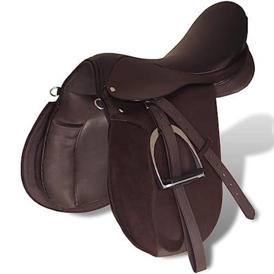 VidaXL Echt lederen paardrijzadel 17,5" 18 cm (5-in-1 set, bruin)