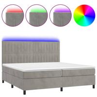 Boxspring met matras en LED fluweel lichtgrijs 200x200 cm - thumbnail