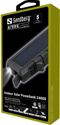 Sandberg Outdoor Solar Powerbank 24000 Lithium-Ion (Li-Ion) 24000mAh Zwart, Grijs powerbank