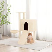 Kattenmeubel met sisal krabpalen 96 cm crèmekleurig - thumbnail
