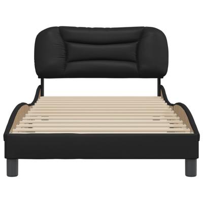 Bedframe met hoofdbord kunstleer zwart 100x200 cm