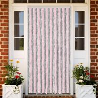 VidaXL Vliegengordijn 100x230 cm chenille zilvergrijs en roze - thumbnail