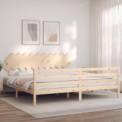 Bedframe met hoofdbord massief hout 200x200 cm