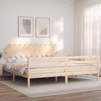 Bedframe met hoofdbord massief hout 200x200 cm - thumbnail
