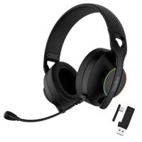 CoolBox WB01 Draadloze gaming-hoofdtelefoon met afneembare microfoon voor PS5, PS4, Switch, PC, 2,4 GHz, draadloos, met USB-adapter en Bluetooth 5.4, 20 uur looptijd, USB-C-lading in 2 uur, zwart - thumbnail