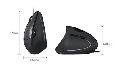Perixx Perimice-513L Ergonomische muis USB Optisch Zwart 5 Toetsen 2000 dpi Ergonomisch - thumbnail