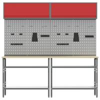 Werkbankset met plank 8 pcs Rood en Grijs Gepoedercoat staal - thumbnail