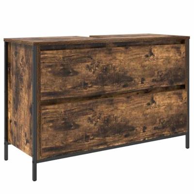 Badkamermeubelset met lade 3 pcs Gerookt eiken Bewerkt hout