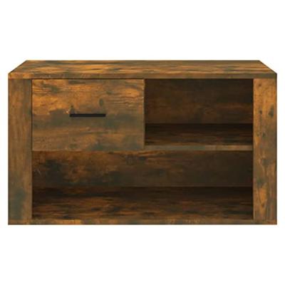 Schoenenkast 80x35x45 cm bewerkt hout gerookt eikenkleurig