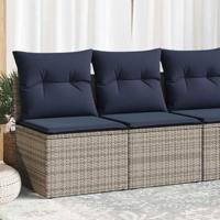 2-delige Loungeset met kussens poly rattan acacia grijs - thumbnail