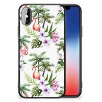 iPhone X | Xs Dierenprint Telefoonhoesje Flamingo Palms - thumbnail