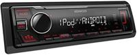 Kenwood KMM-205 USB-autoradio met RDS (high-performance tuner, MP3, WMA, FLAC, AUX-ingang, Android Control, Bass Boost, 4x50 Watt, Rood), Zwart - thumbnail