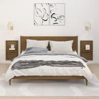 Nachtkastjes wandgemonteerd 2 st massief grenenhout honingbruin - thumbnail