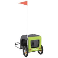 Hondenfietstrailer oxford stof en ijzer groen en grijs - thumbnail