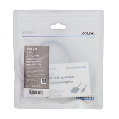 LogiLink UA0231 USB / VGA Adapter [1x USB 3.2 Gen 1 stekker A (USB 3.0) - 1x VGA-bus] Zwart 10.00 cm