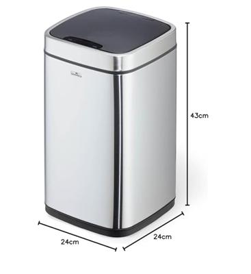 Durable Afvalbak | 12 l H430 mm | RVS/kunststof metallic zilver | 1 stuk - 342123 342123 - thumbnail