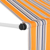 VidaXL Luifel handmatig uittrekbaar 150 cm geel en blauwe strepen - thumbnail