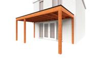 Trendhout Aanbouwveranda Modena 550x300 cm - model links- Plat dak- Hout- Trendhout - thumbnail
