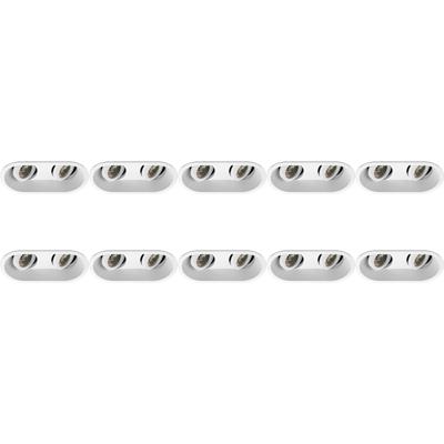 Spot Armatuur 10 Pack - Pragmi Zano Pro - GU10 Inbouwspot - Ovaal Dubbel - Wit - Aluminium - Kantelbaar - 185x93mm