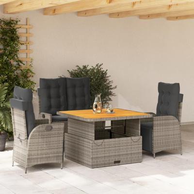 4-delige Tuinset met kussens poly rattan grijs 4-delige Tuinset met kussens poly rattan grijs