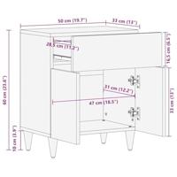 Nachtkastje 50x33x60 cm massief mangohout lichtgrijs - thumbnail