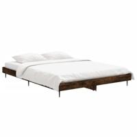 Bedframe bewerkt hout gerookt eikenkleurig 135x190 cm - thumbnail