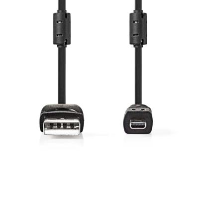 USB-Kabel | USB 2.0 | USB-A Male | US-E6 8-pins Male | 480 Mbps | Vernikkeld | 2.00 m | Rond | PVC | Zwart