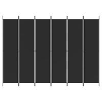 Kamerscherm met 6 panelen 300x220 cm stof zwart - thumbnail