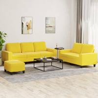 3-delige Loungeset stof lichtgeel - thumbnail