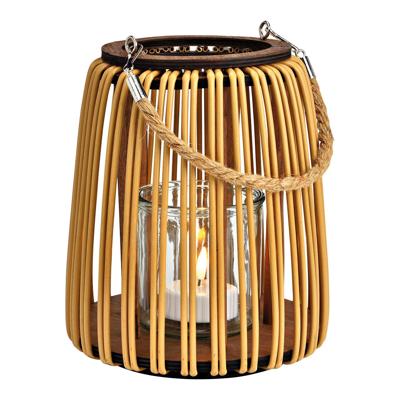 Lantaarn van kunststof, hout, glas 10x10x10 cm bruin (B/H/D) 20x23x20 cm