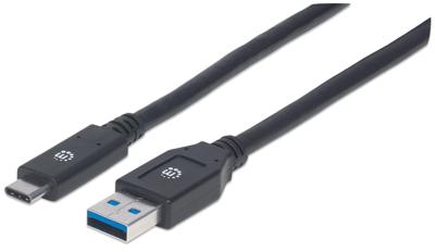 Manhattan 354981 USB-kabel USB 3.2 Gen1 USB-A stekker, USB-C stekker 3.00 m Zwart
