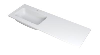 INK Wastafel Faktor polystone links met 1 kraangat 140 cm x 45 cm x 1,5 cm Mat wit 3407235