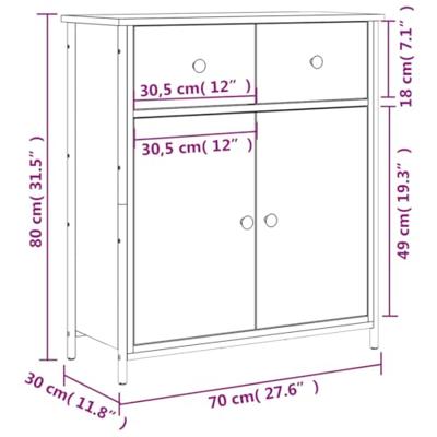 Dressoir 70x30x80 cm bewerkt hout gerookt eikenkleurig