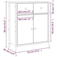 Dressoir 70x30x80 cm bewerkt hout bruin eikenkleur - thumbnail