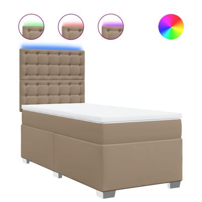 Boxspring met matras kunstleer cappuccinokleurig 120x190 cm