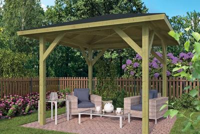 Tuindeco Tourist prieel 340x340 cm vuren groen geïmpregneerd- Puntdak- Geïmpregneerd vurenhout- Tuindeco