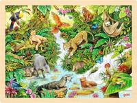 Goki houten legpuzzel in de jungle, 96st. - thumbnail