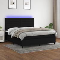 Boxspring met matras en LED stof zwart 180x200 cm - thumbnail