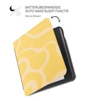 Lunso Kobo Libra Colour hoesje (7 inch) - Vegan Saffiano Leren Sleep Cover - Yellow Wave - thumbnail