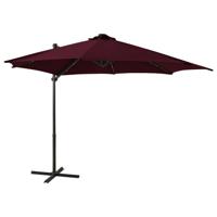 VidaXL Zweefparasol met paal en led-verlichting 300 cm bordeauxrood - thumbnail