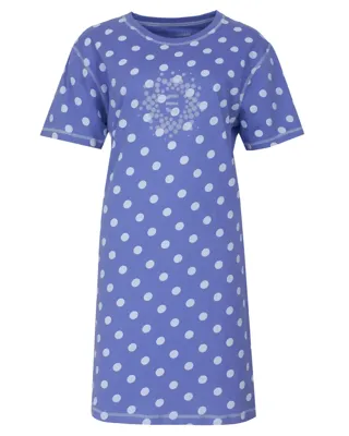 Irresistible dames nachthemd korte mouw - Blauw - "Stippen"