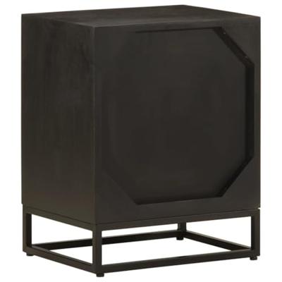 Nachtkastje 40x30x50 cm massief mangohout en ijzer zwart