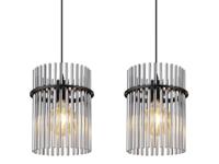 Globo Zwarte hanglampGorley met smoke glas 3-lichts - 15698-3H - thumbnail