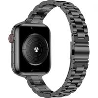 By Qubix - Stalen slim fit schakelband - Zwart - Compatible met Apple watch 38mm / 40mm / 41mm / 42mm - Compatible Apple watch bandjes - thumbnail