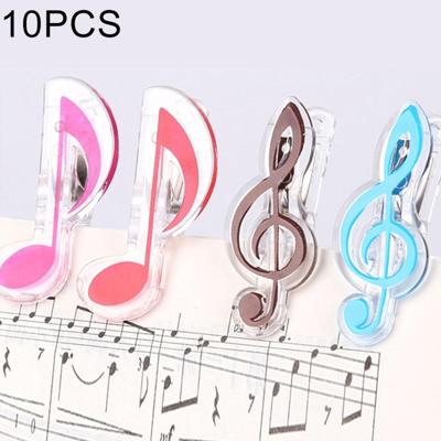 10 PCS PP Material Stainless Steel Spring Music Note Shape Book Clip Deluxe Page Holder Random Color Delivery