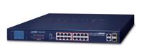 PLANET 16-Port 10/100TX 802.3at combo PoE Switch 2-Port Gigabit TP/BASE-met LCD PoE Monitor 300 Watt - thumbnail