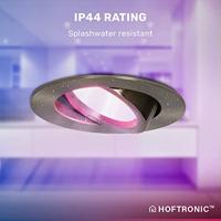 Set van 3 Rome smart inbouwspots - IP44 Waterdicht - 6 Watt 480 lumen - Kantelbaar - Lage inbouwdiepte 27mm - Wifi + Bluetooth - RGBWW - Google Home, Amazon Alexa en Siri - RVS - Voor binnen en buiten - thumbnail