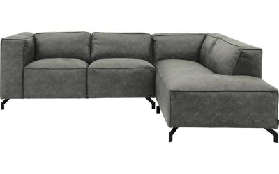 Goossens Bank Calvin grijs, micro leer, 2-zits, modern design met ligelement rechts