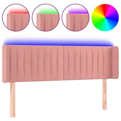 Hoofdbord LED 147x16x78/88 cm fluweel roze