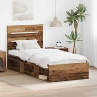 Bedframe met hoofdeinde Oudhout 90 x 200 cm Massief grenenhout - thumbnail